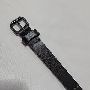 Lucky Brand Brass Bronzed Studded Leather Belt Black .75 In Skinny Women's S 32"